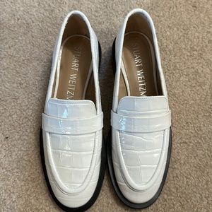 Stuart Weitzman white patent loafers size 5